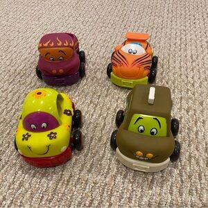 B. Toys 4 Pull Back Vehicles Car, Pick up Truck, Race Car and Taxi Toddler Toys